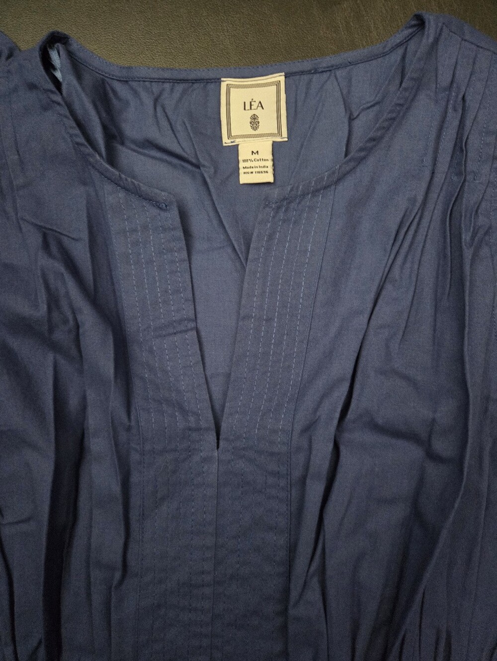 NWT - LEA Cotton Poplin Flutter Sleeve Split Neck Smocked Back Midi Dress-Size M - Picture 10 of 14